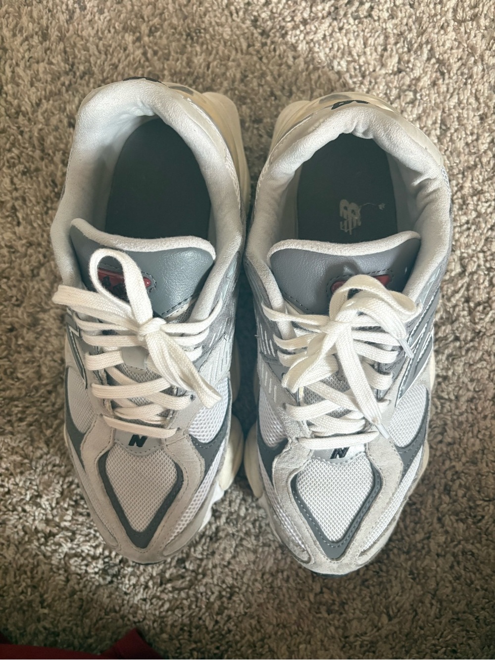 New Balance 9060 Sneakers Light Gray and Suede - Picture 6 of 8